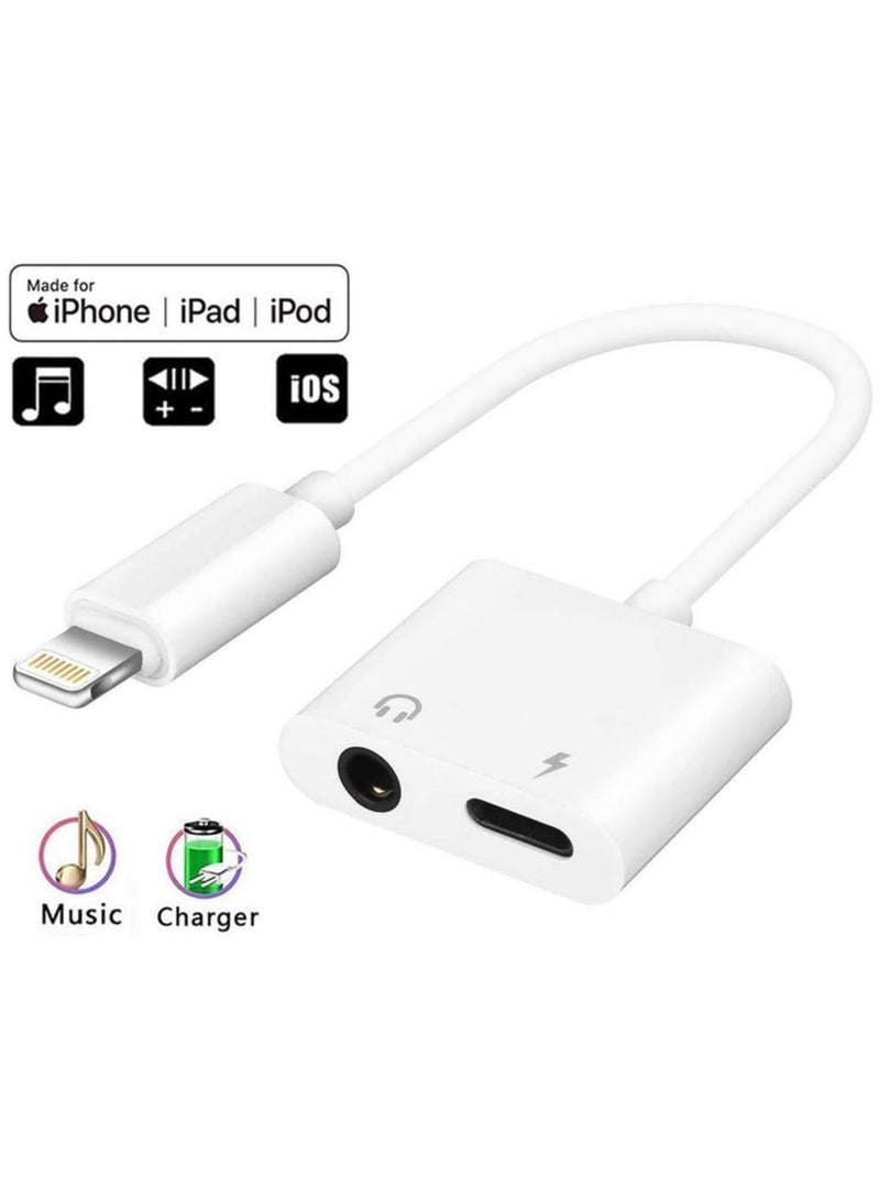 3.5 mm Headphone Jack & Charger Cable for iPhone Adapter, 2 in 1 Aux Cable Connector, for iPhone 12/11/11 Pro/XR/XS Max/X/8/7