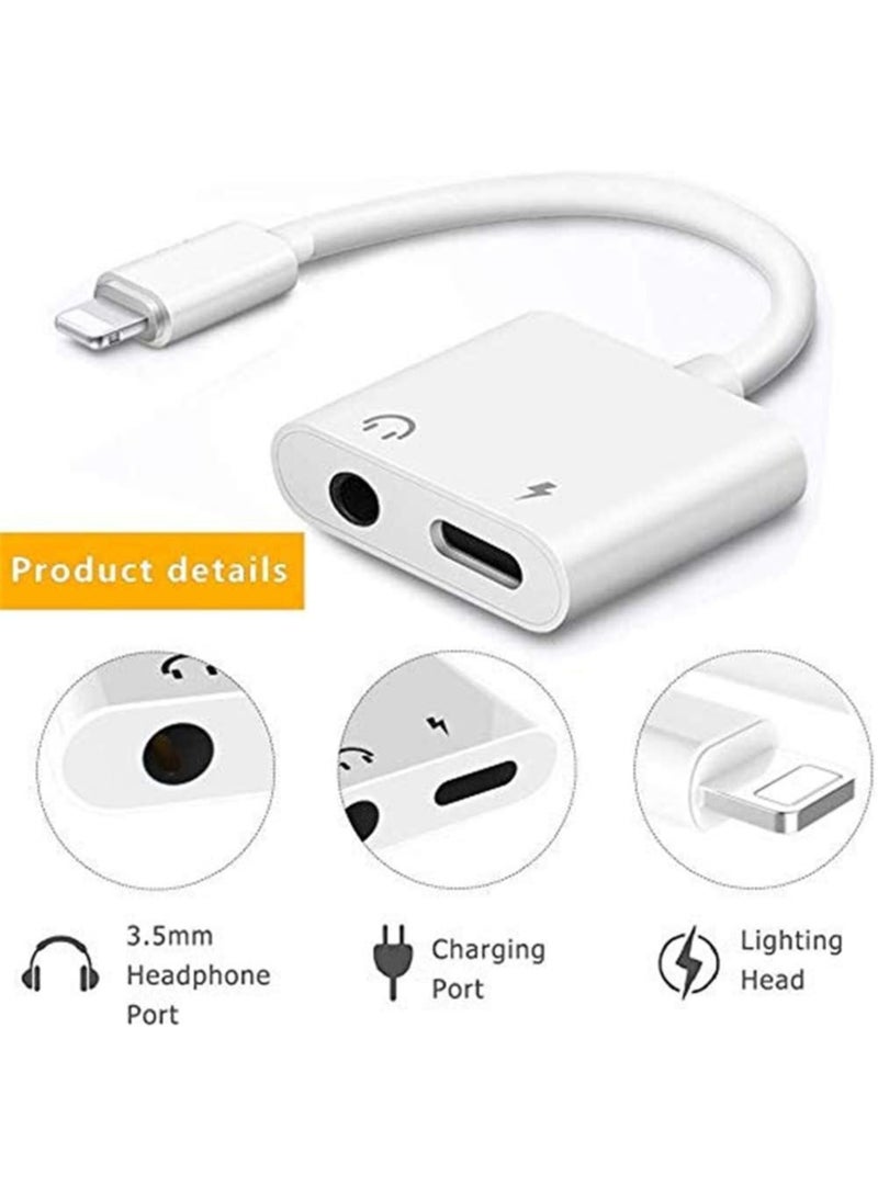 3.5 mm Headphone Jack & Charger Cable for iPhone Adapter, 2 in 1 Aux Cable Connector, for iPhone 12/11/11 Pro/XR/XS Max/X/8/7