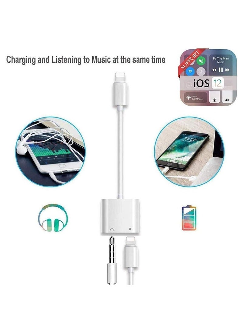 3.5 mm Headphone Jack & Charger Cable for iPhone Adapter, 2 in 1 Aux Cable Connector, for iPhone 12/11/11 Pro/XR/XS Max/X/8/7