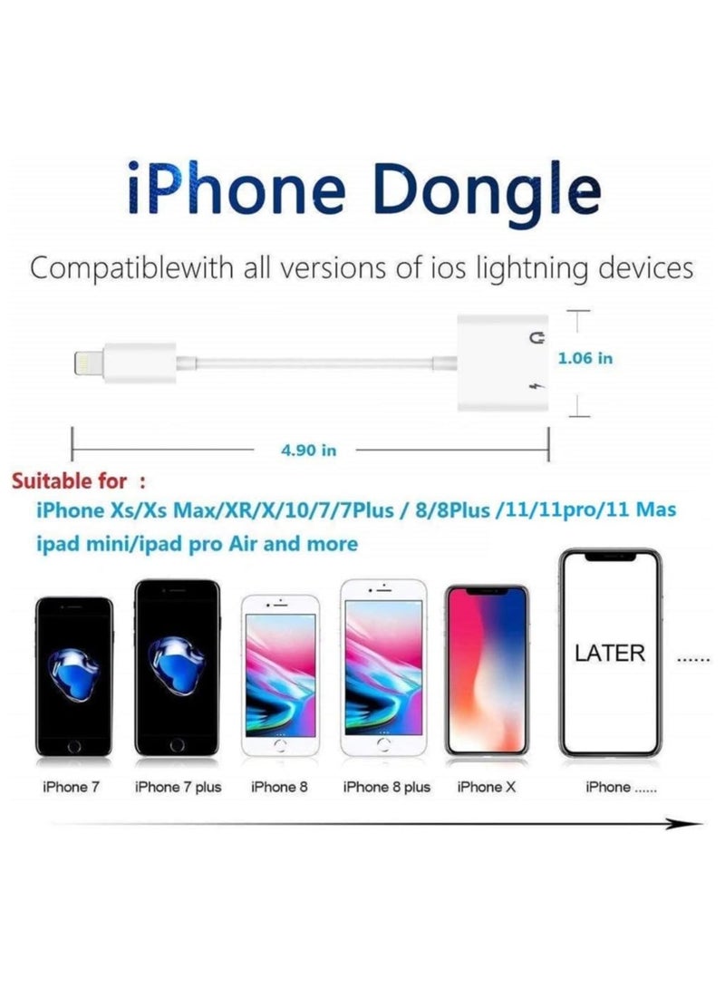 3.5 mm Headphone Jack & Charger Cable for iPhone Adapter, 2 in 1 Aux Cable Connector, for iPhone 12/11/11 Pro/XR/XS Max/X/8/7