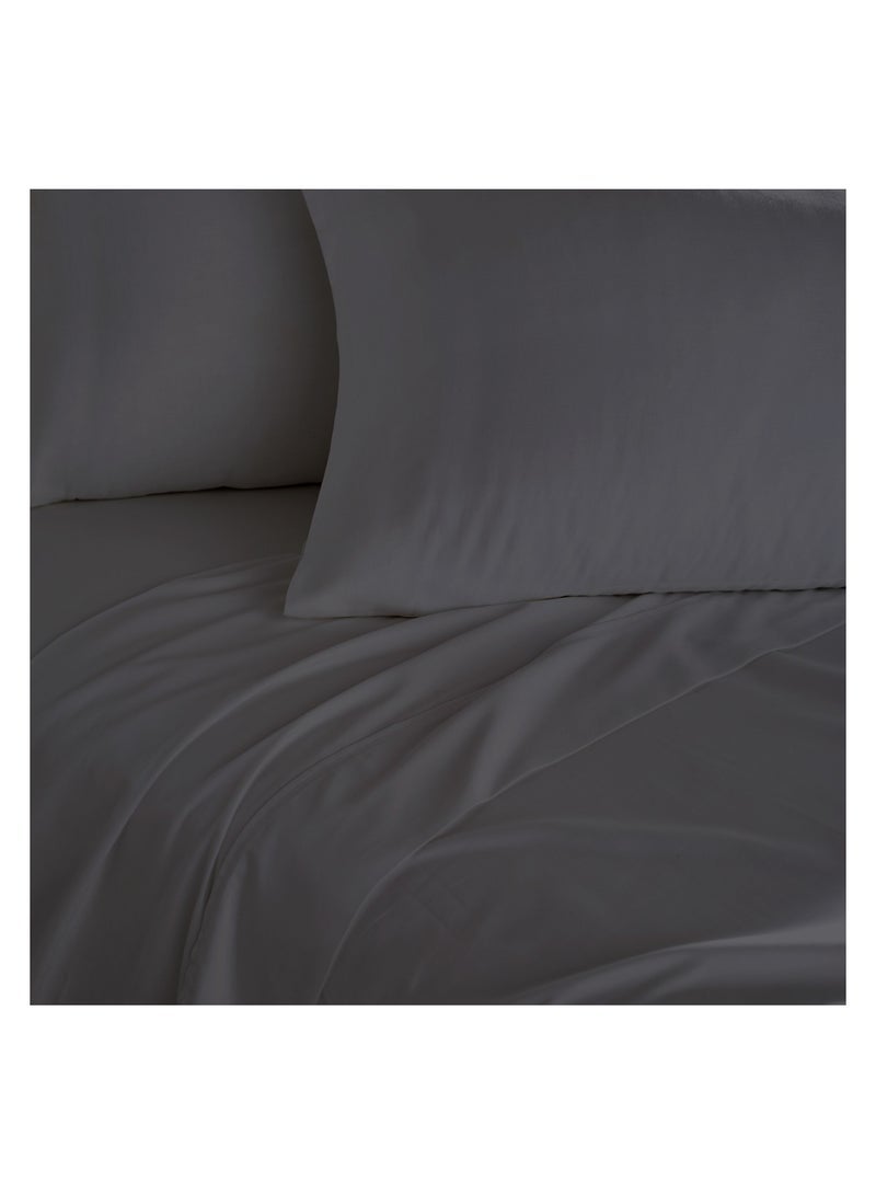 CONTEXT Twin Size Dark Gray Soft Wrinkle Free Microfiber 4 Piece Set Fitted Sheet Bed Sheet with Pillow Cover - Image 3
