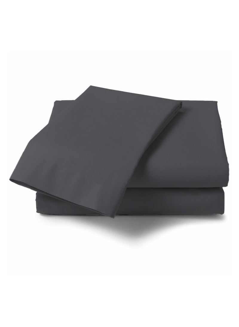 CONTEXT Twin Size Dark Gray Soft Wrinkle Free Microfiber 4 Piece Set Fitted Sheet Bed Sheet with Pillow Cover - Image 2