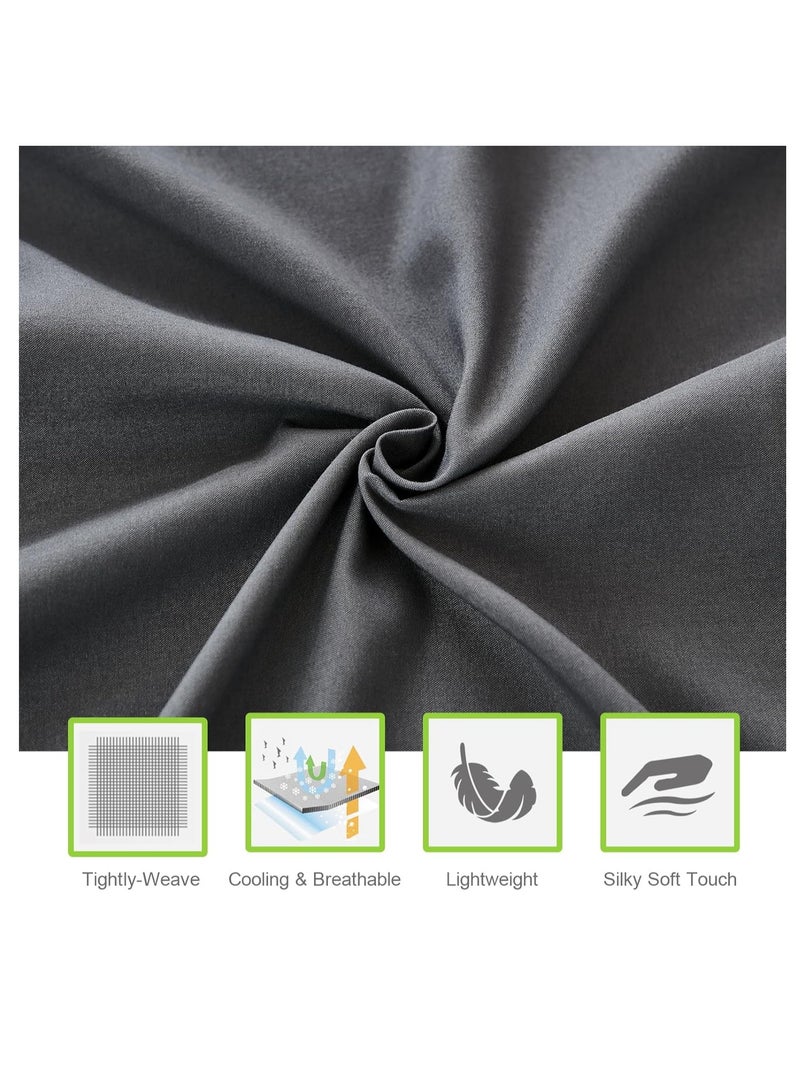 CONTEXT Twin Size Dark Gray Soft Wrinkle Free Microfiber 4 Piece Set Fitted Sheet Bed Sheet with Pillow Cover - Image 5
