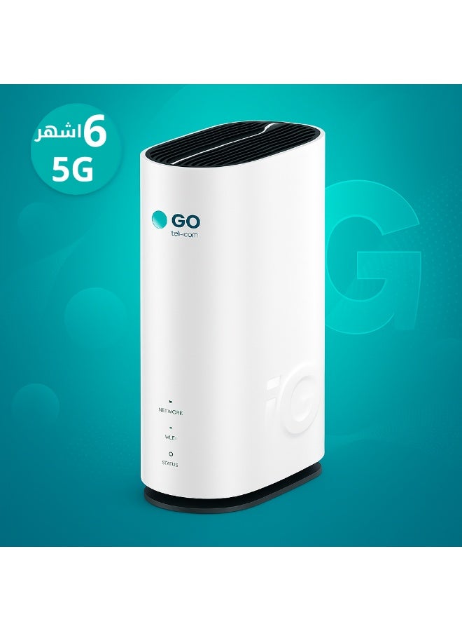 قو للأتصالات راوتر منزلي GO ZTE G5C 5G، مزدوج النطاق، يصل إلى 1.8 جيجابت في الثانية، مع اشتراك إنترنت غير محدود لمدة 6  أشهر، أبيض - Image 4