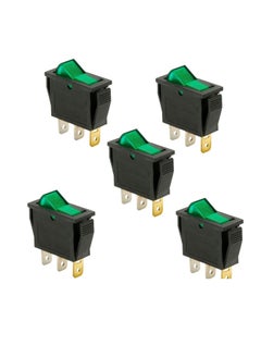 Switches Store, Mechanical & Electrical Toggle Rocker Push Limit Switches for DIY Projects .Pack of 5 (Rocker Switch Small 3P Green)
