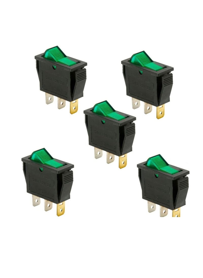 Generic - Switches Store, Mechanical & Electrical Toggle Rocker Push Limit Switches for DIY Projects .Pack of 5 (Rocker Switch Small 3P Green) - Image 1