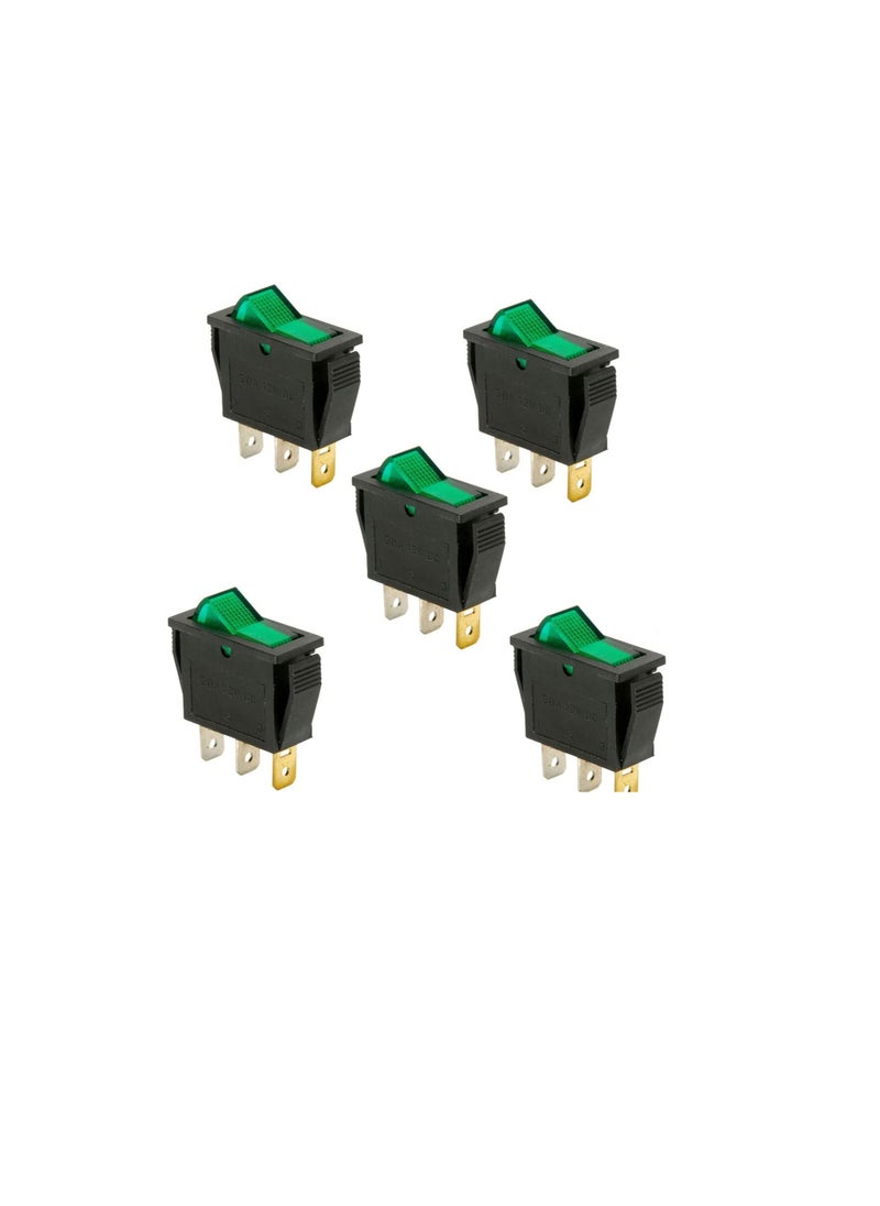 Generic - Switches Store, Mechanical & Electrical Toggle Rocker Push Limit Switches for DIY Projects .Pack of 5 (Rocker Switch Small 3P Green) - Image 1
