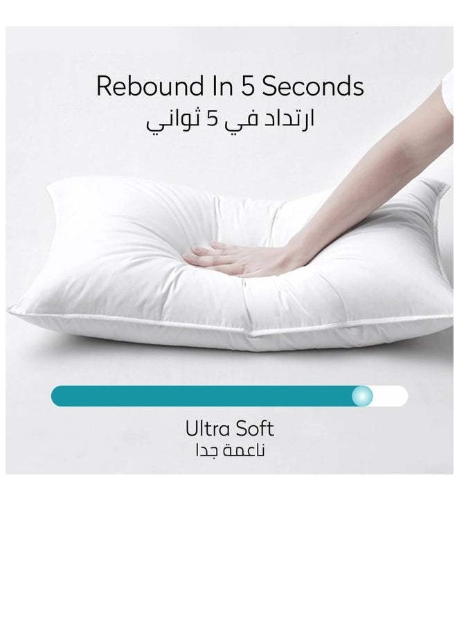 سمارت هوم - طقم وسادة نوم قطنية يتكون من قطعتين، وسائد فندقية ناعمة منفوشة بتصميم مجمع،(2200 جم) وسادة سرير نوم مقاس 50×75 سم مع حشوة فاخرة بديلة من الأسفل على طراز الفندق ، أبيض قابلة للغسل في الغسالة - Image 1
