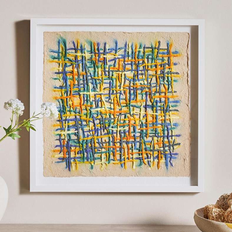 Pan Home فن صندوق الظل اليدوي - أزرق ومتعدد الألوان