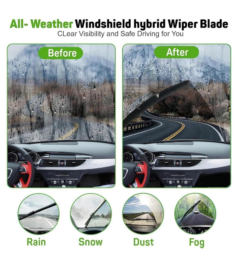 Hansa Parts 14 Inch 360mm Hybrid Windshield Wiper Blade, Universal Car Windshield Wiper, Silicone Coated Rubber Blade, All Weather Wiper for Rain Snow Dust Fog, Quiet Streak Free Cleaning, Durable Easy Install Replacement Blade ERPC-WP10228 - Image 3