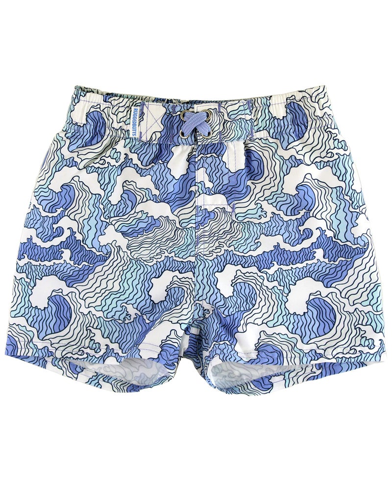 RUGGEDBUTTS Boys UPF50+ Sun Protection Fruits & Florals Swim Trunks - Ocean Camo, 3-6m - Image 1