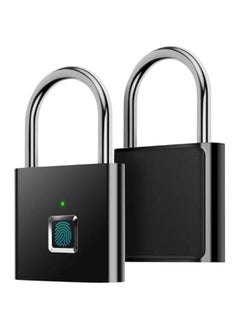 Generic Fingerprint Padlock, Smart Pad Lock Small Portable Padlock with USB Charging, Waterproof Locker Lock, Rust-Proof Fingerprint Lock for Locker, Luggage, Gym, Suitcas, School, Bike (Black)  - Image 1