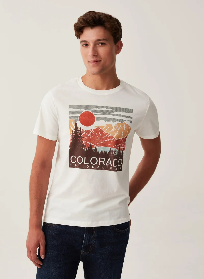 Ovs Printed Cotton T-Shirt