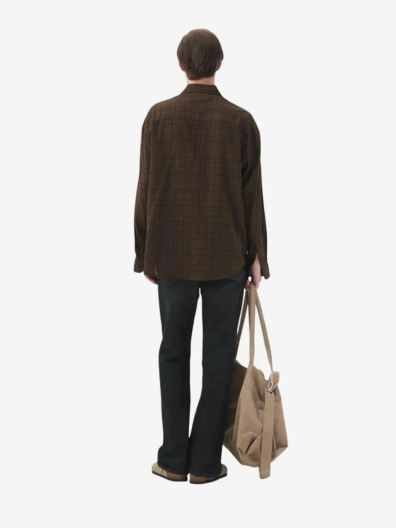 Giesto Beaver Brown GIESTO Men's Relaxed Fit Plaid Poplin Shirt for Men | Best Price UAE