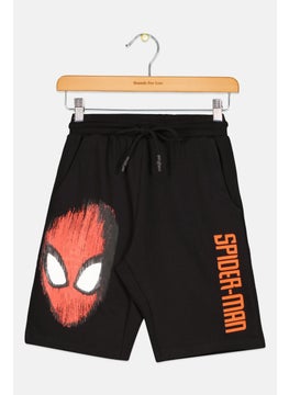 MARVEL Kids Boy Spider Man Print Basic Short, Black  - Image 1