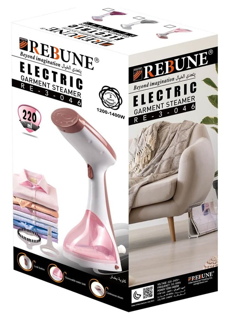 REBUNE RE-3-046 Steamer Iron Household Electric Handheld Garment Steamer Cleaner 1.7 L 1400 W RE-3-046 Pink - Image 1