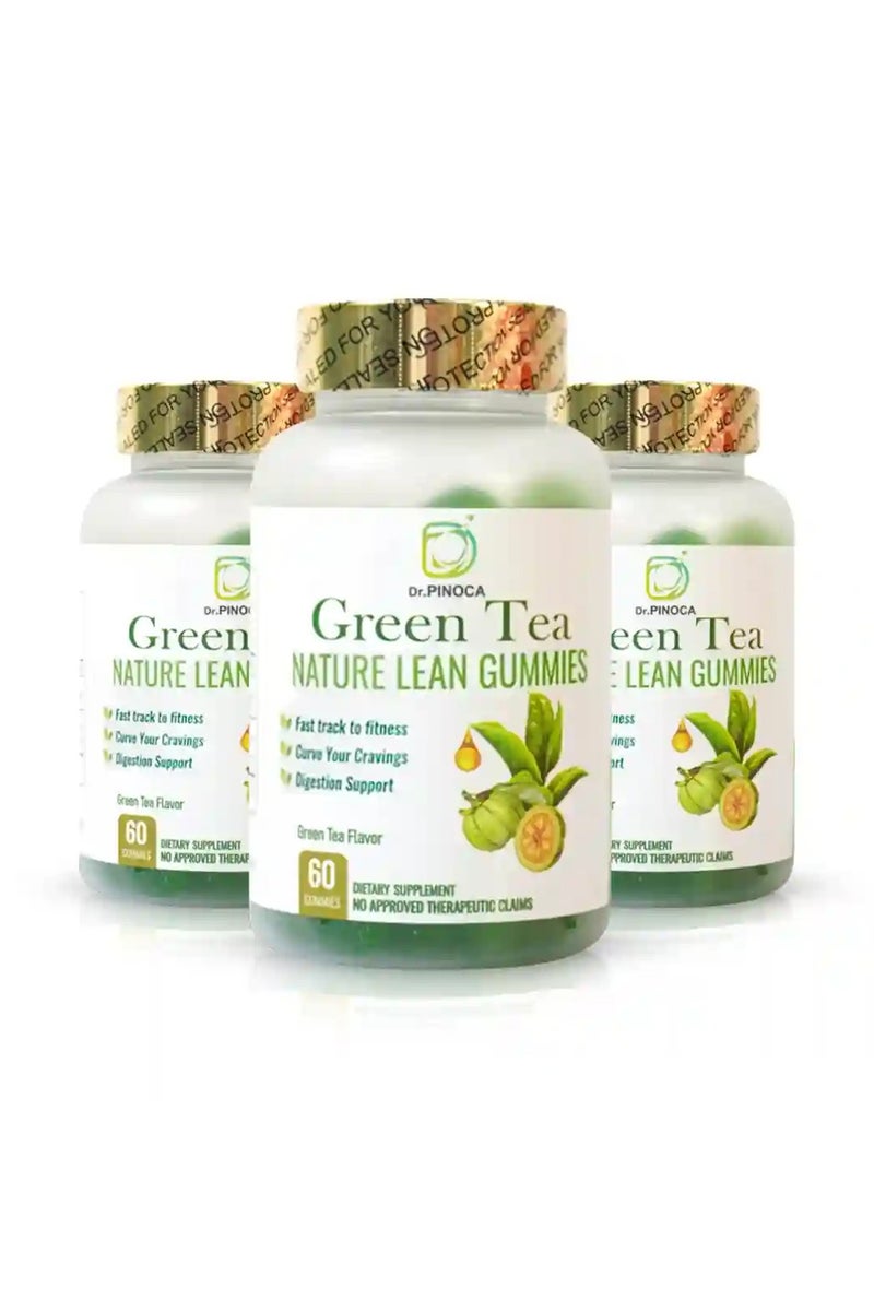 DR Dr. Pinoca Green Tea Nature Lean Gummies- 3 Bottles x 60 Gummies