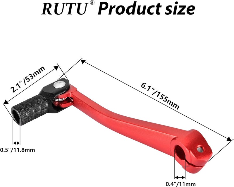 RUTU Folding Gear Shifter Shift Lever, Aluminum Dirt Bike Shift Lever, Compatible with XR50 CRF50 XR CRF 50cc 70cc 90cc 110cc 125c Motorcycle, Dirt Pit Bike Lifan - Black and Red - Image 2