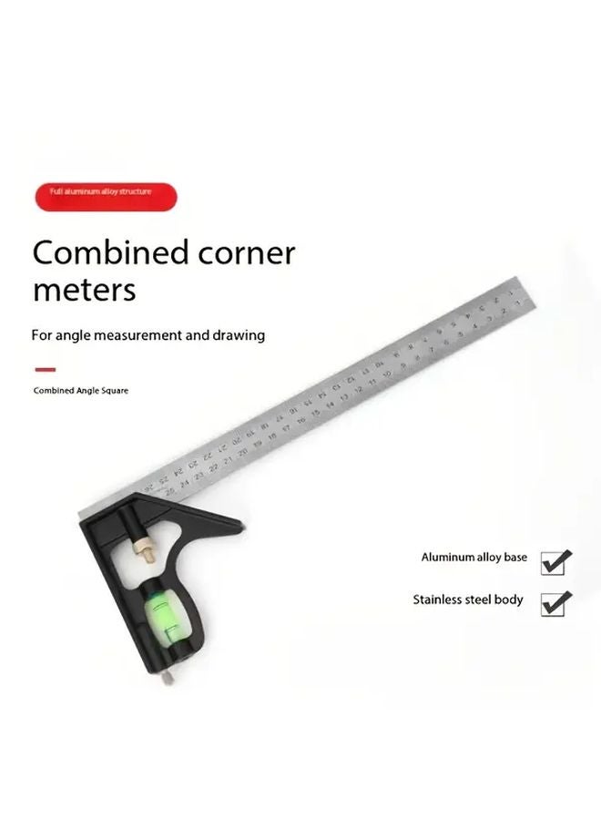Multifunctional Aluminum Alloy Square Ruler 15 75 Inch Dual Scale Markings Red Handle - Image 4