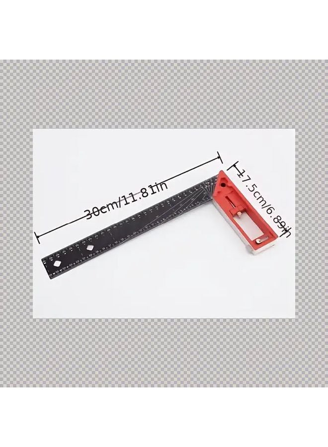 Multifunctional Aluminum Alloy Square Ruler 15 75 Inch Dual Scale Markings Red Handle - Image 3