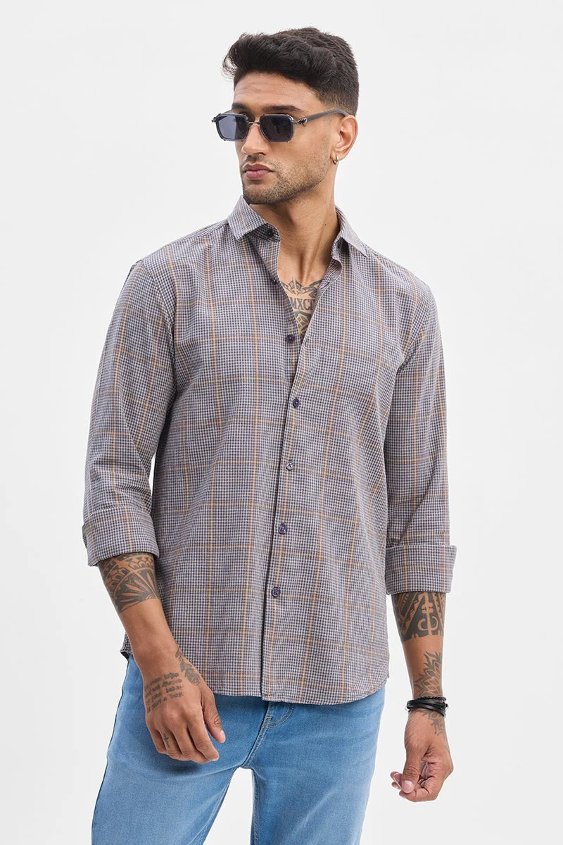 SNITCH Navy Checks Slim Fit Shirt