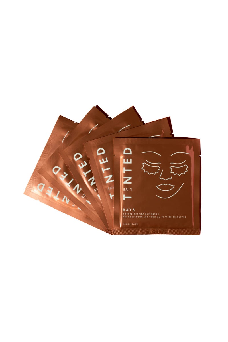 Live Tinted Rays Copper Peptide Eye Masks - Cooling, Brightening, & Nourishing Under Eye Patches, Reduces Fine Lines, & Hydrates with Copper Peptides, Banana Extract, & Bakuchiol - 5 Pairs - Image 3