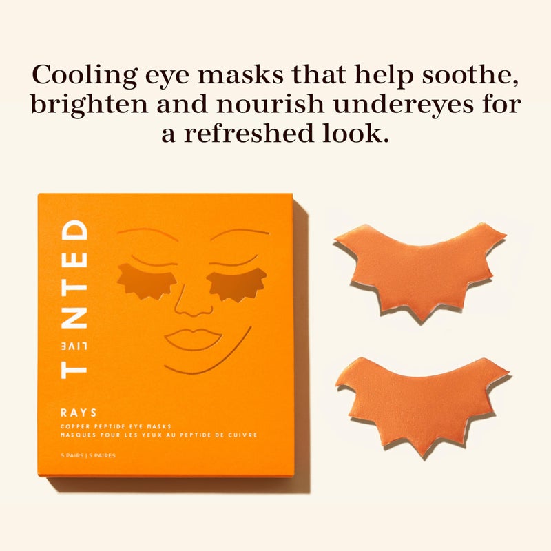 Live Tinted Rays Copper Peptide Eye Masks - Cooling, Brightening, & Nourishing Under Eye Patches, Reduces Fine Lines, & Hydrates with Copper Peptides, Banana Extract, & Bakuchiol - 5 Pairs - Image 2