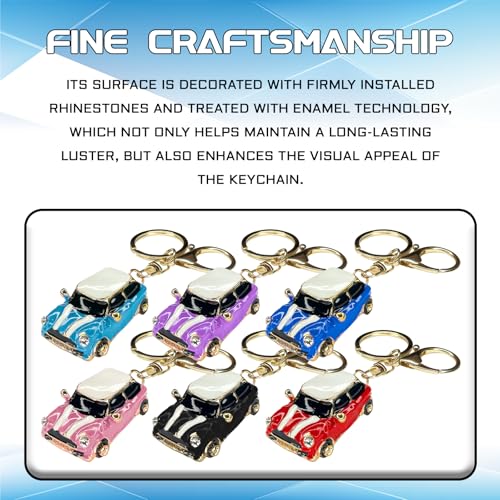 beypovk for Mini Cooper Keychain, Creative 3D Car Model Rhinestone Key Fob Cover Keyring, Universal Cute Key Chain with Ring for Men Women, Car Accessories (Pink) - Image 5