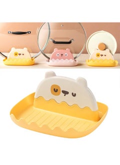 Thoraya Spoon Rest with Lid Holder Thicken Prevents Deformation Pot Lid Utensil Rest for Household Kitchen Yellow  - Image 4