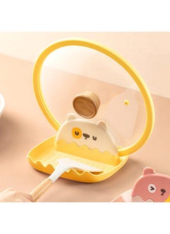 Thoraya Spoon Rest with Lid Holder Thicken Prevents Deformation Pot Lid Utensil Rest for Household Kitchen Yellow  - Image 5