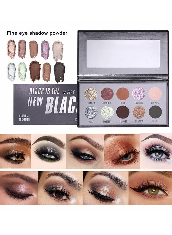 maffick Black Is The New Black-Maffick 10 Color Shadow Palette,Black Smoky Makeup with Shimmering Pearl Eyeshadow for a Radiant, Dramatic Look - Image 1