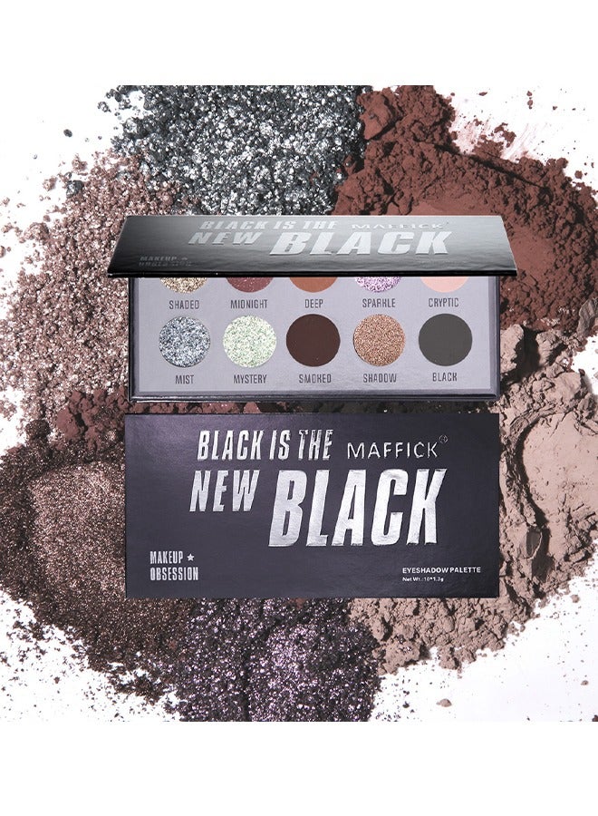 maffick Black Is The New Black-Maffick 10 Color Shadow Palette,Black Smoky Makeup with Shimmering Pearl Eyeshadow for a Radiant, Dramatic Look - Image 3