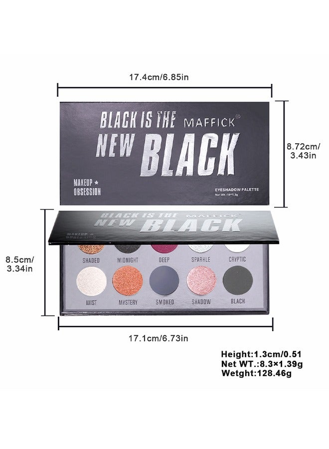 maffick Black Is The New Black-Maffick 10 Color Shadow Palette,Black Smoky Makeup with Shimmering Pearl Eyeshadow for a Radiant, Dramatic Look - Image 5
