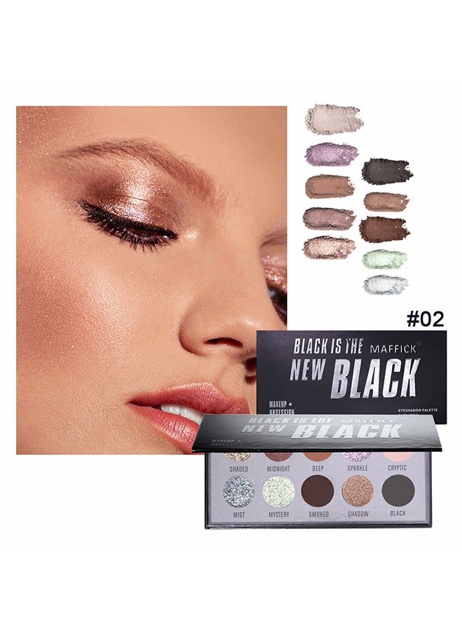 maffick Black Is The New Black-Maffick 10 Color Shadow Palette,Black Smoky Makeup with Shimmering Pearl Eyeshadow for a Radiant, Dramatic Look - Image 4
