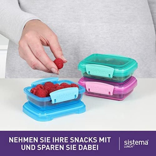 سيستيما حاويات تخزين الطعام من سلسلة Sistema Lunch، بألوان خضراء/وردية/زرقاء وسعة 200 مل، عبوة تحتوي على 3 حاويات - Image 4