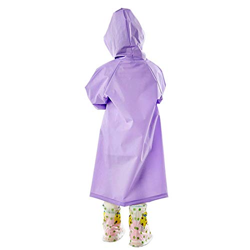Krystle Kids Girl's PVC Full Sleeve With Hooded Plain Raincoat (Purple, 3-4 Years) - Image 4