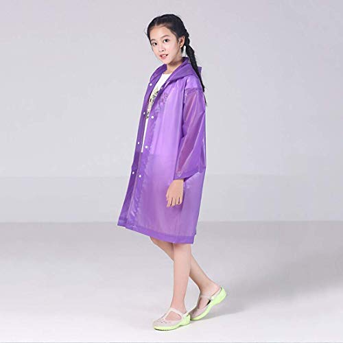 Krystle Kids Girl's PVC Full Sleeve With Hooded Plain Raincoat (Purple, 3-4 Years) - Image 3