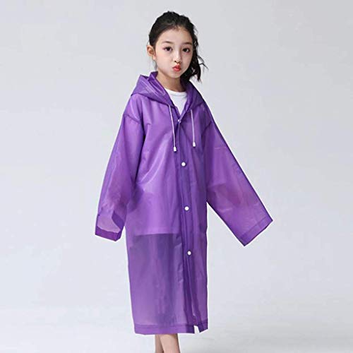 Krystle Kids Girl's PVC Full Sleeve With Hooded Plain Raincoat (Purple, 3-4 Years) - Image 2