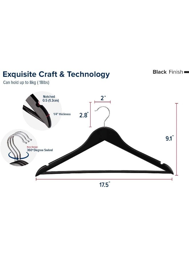 HOUSE DAY 16 Pack Black Wooden Hanger Wooden Suit Hanger Non-Slip Cloth Hangers Wooden Clothes Hanger Smooth Finish Wooden Coat Hanger Premium Wooden Hangers for Clothes Dress Suit. - Image 2