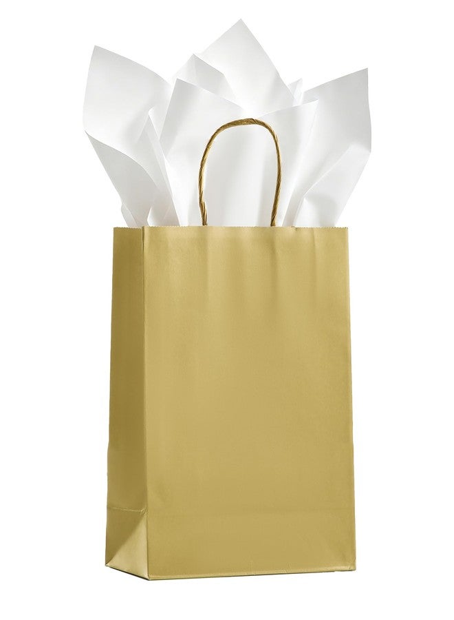 AZOWA Gold Paper Bags with Tissue Paper 10 Pack Small Gold Gift Bags - Image 1