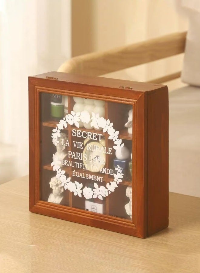 XiuWoo Tea Box Tea Bag Organizer, 9 Compartments Wood Tea Storage Box Holder with Clear Lid, Tea Chest Container Rustic Tea Organizer for Tea Bags, Coffee Pods, Sugar - Image 1