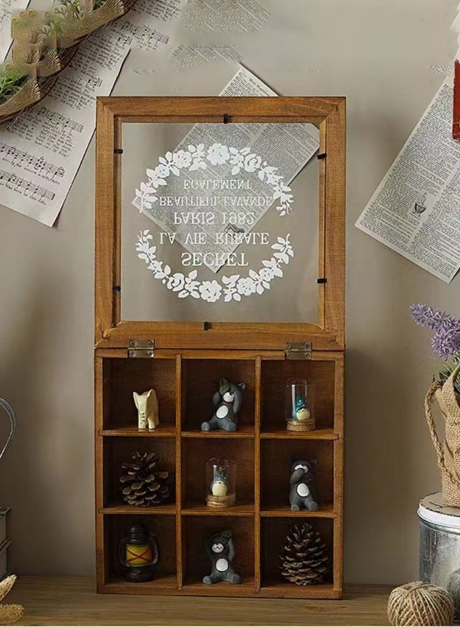 XiuWoo Tea Box Tea Bag Organizer, 9 Compartments Wood Tea Storage Box Holder with Clear Lid, Tea Chest Container Rustic Tea Organizer for Tea Bags, Coffee Pods, Sugar - Image 5