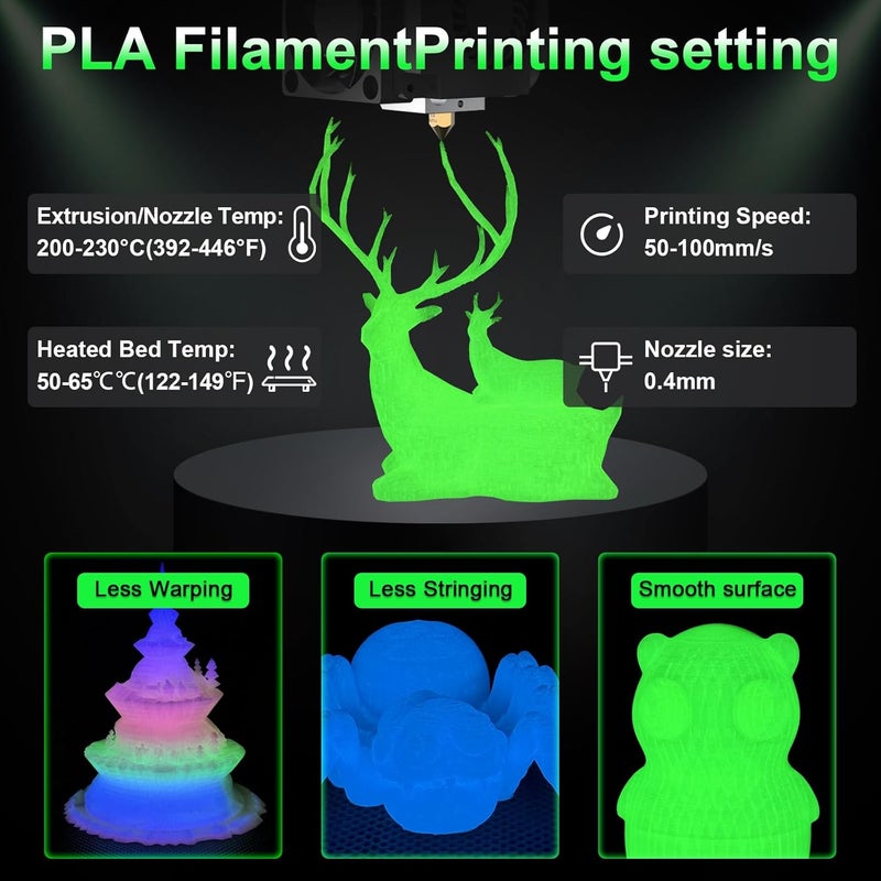 Geeetech Glow in The Dark PLA Orange Yellow Filament, Neatly Wound 3D Printing Luminous Filament 1.75mm 1Kg Spool(2.2lbs) Dimensional Accuracy +/- 0.02 mm, Fit Most FDM 3D Printers - Image 5