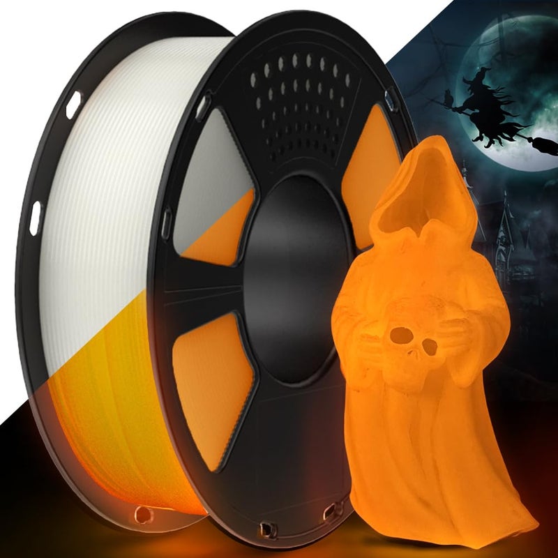 Geeetech Glow in The Dark PLA Orange Yellow Filament, Neatly Wound 3D Printing Luminous Filament 1.75mm 1Kg Spool(2.2lbs) Dimensional Accuracy +/- 0.02 mm, Fit Most FDM 3D Printers - Image 1