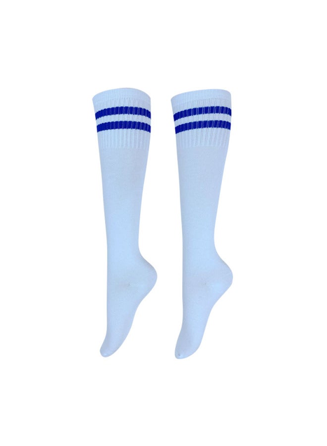 White Blue Edge Baseball Socks Adult Children Football Socks Sports Casual All-match Striped Students Medium Long Barrel Softball Socks