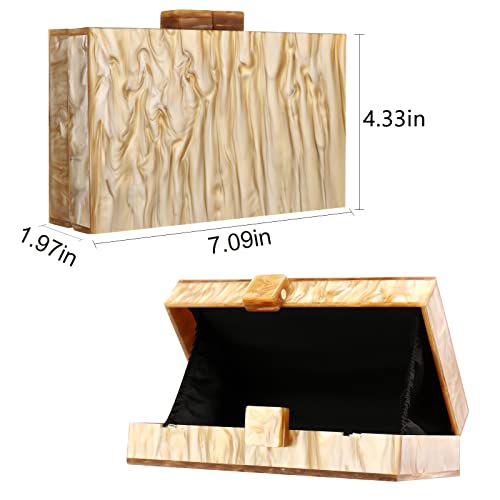 Gets حقائب يد وأكياس أكريليك مع تزيين مائل للنساء لحفلات العشاء الأنيقة حقيبة كروس بودي صندوق كلاتش (ذهبي) - Image 3