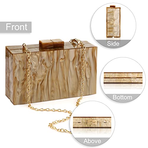 Gets حقائب يد وأكياس أكريليك مع تزيين مائل للنساء لحفلات العشاء الأنيقة حقيبة كروس بودي صندوق كلاتش (ذهبي) - Image 2