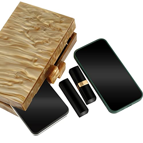 Gets حقائب يد وأكياس أكريليك مع تزيين مائل للنساء لحفلات العشاء الأنيقة حقيبة كروس بودي صندوق كلاتش (ذهبي) - Image 5