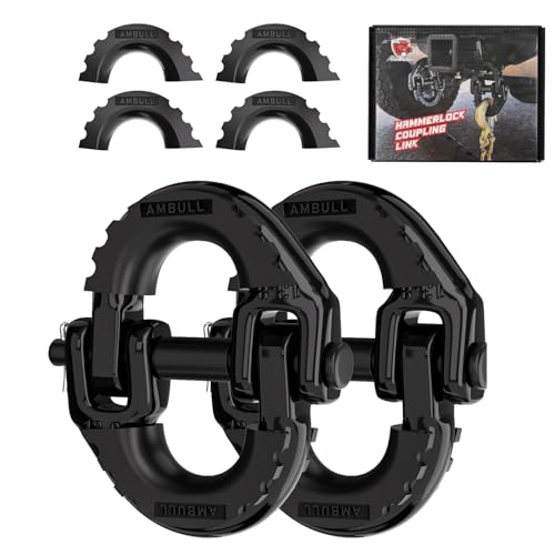 AMBULL 2 Pack 1/2" Safety Chain Connector Link, G80 Tow Hitch Hammerlock Coupling Link, Tow Chain Connector with 12000 lbs Loading (Black) - Image 1