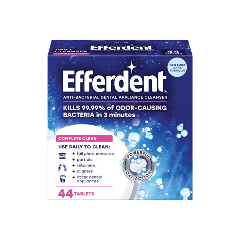 Efferdent Denture Cleanser Tablets, Complete Clean, Cleanser for Retainer and Dental Appliances, 44 Count, (Pack of 2) - Image 2